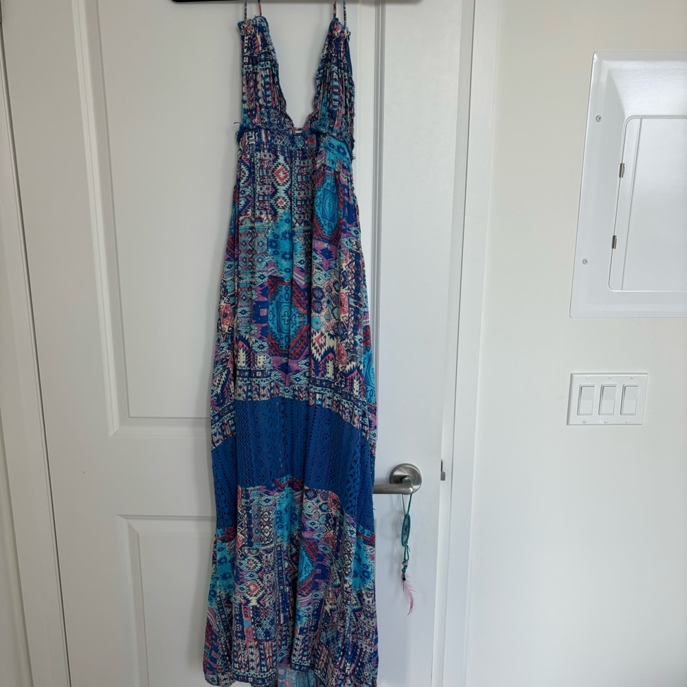 Blue Patterned Maxi Dress
